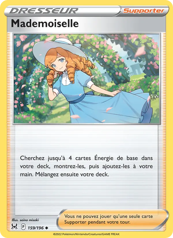 Scan HD carte Pokémon Mademoiselle 159/196 — Origine Perdue