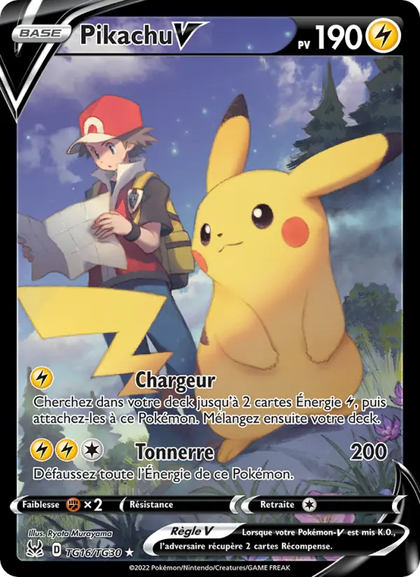 Scan HD carte Pokémon Pikachu V TG16/196 — Origine Perdue