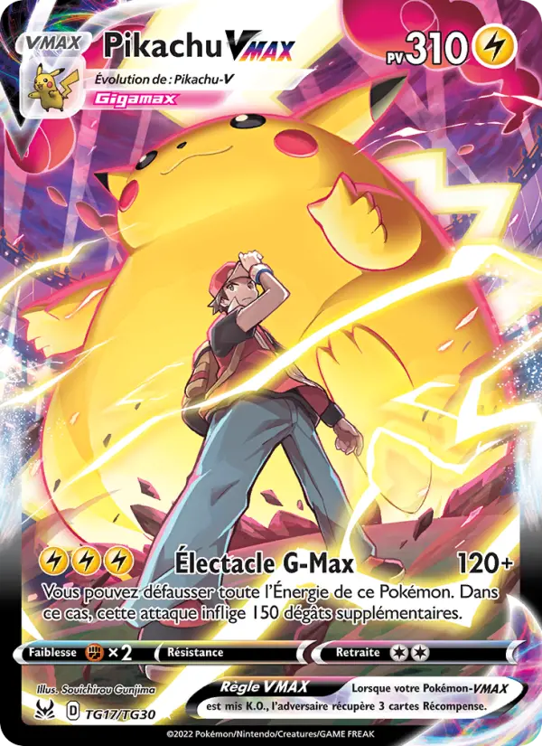 Scan HD carte Pokémon Pikachu VMAX TG17/196 — Origine Perdue