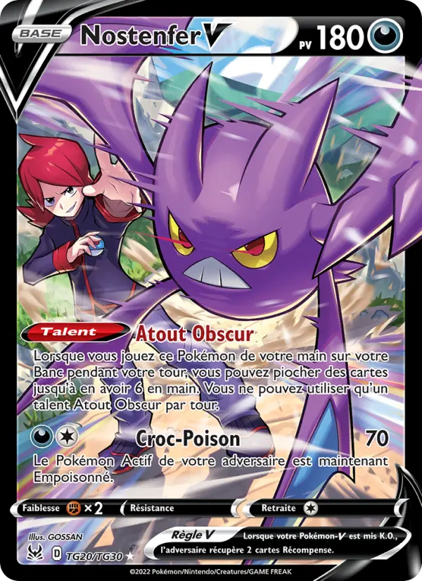 Scan HD carte Pokémon Nostenfer V TG20/196 — Origine Perdue