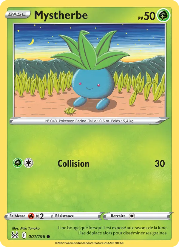 Scan HD carte Pokémon Mystherbe 001/196 — Origine Perdue