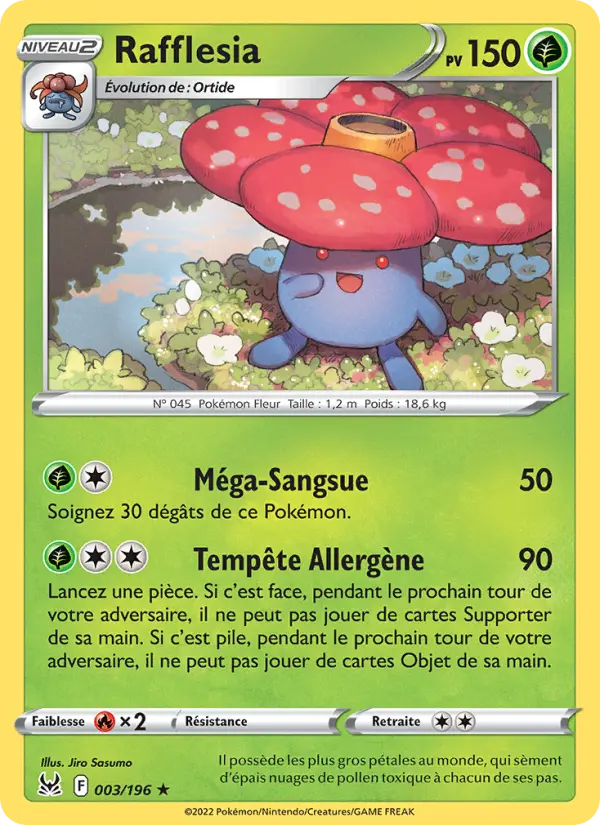 Scan HD carte Pokémon Rafflesia 003/196 — Origine Perdue