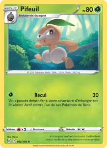 Carte Pokemon Pifeuil 012/196 Origine Perdue