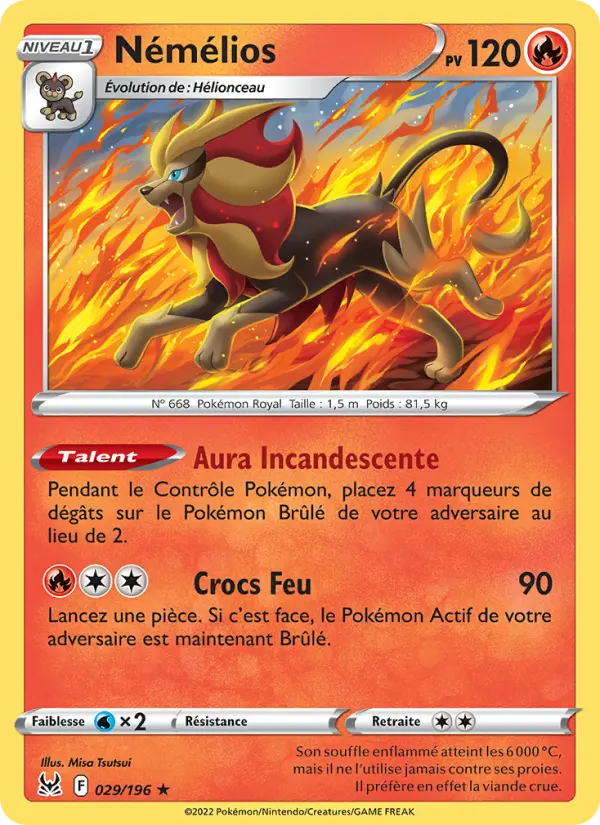 Scan HD carte Pokémon Némélios 029/196 — Origine Perdue