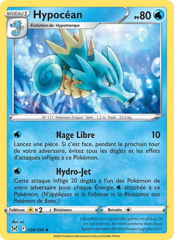 Scan HD carte Pokémon Hypocéan 036/196 — Origine Perdue