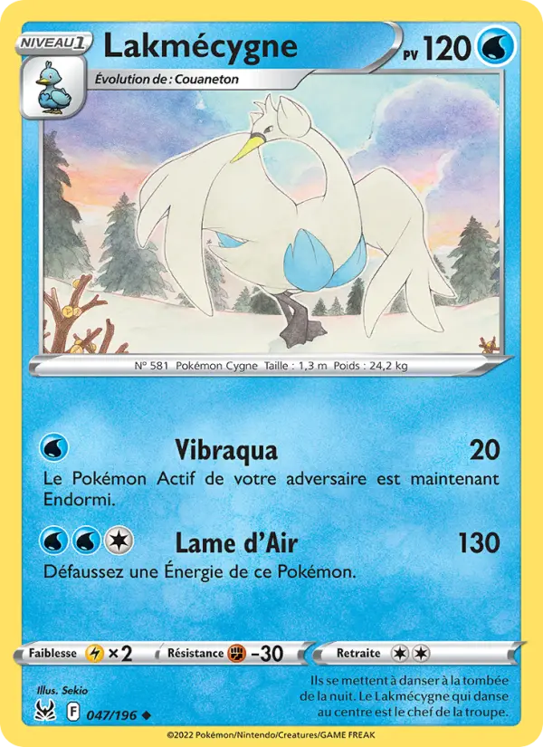 Scan HD carte Pokémon Lakmécygne 047/196 — Origine Perdue