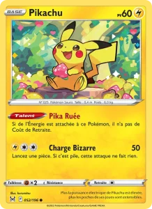 Carte Pokemon Pikachu 052/196 Origine Perdue