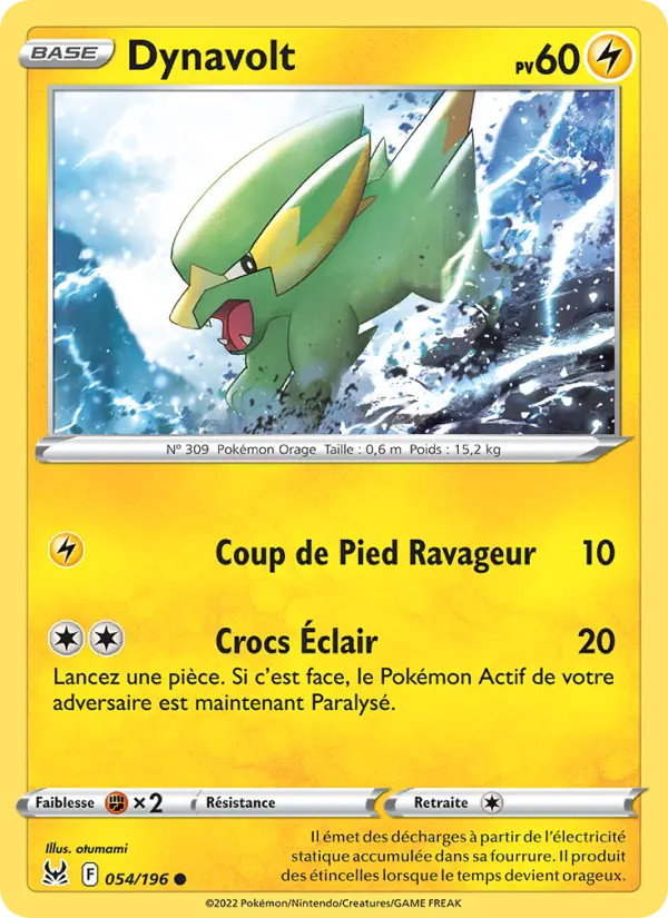 Scan HD carte Pokémon Dynavolt 054/196 — Origine Perdue