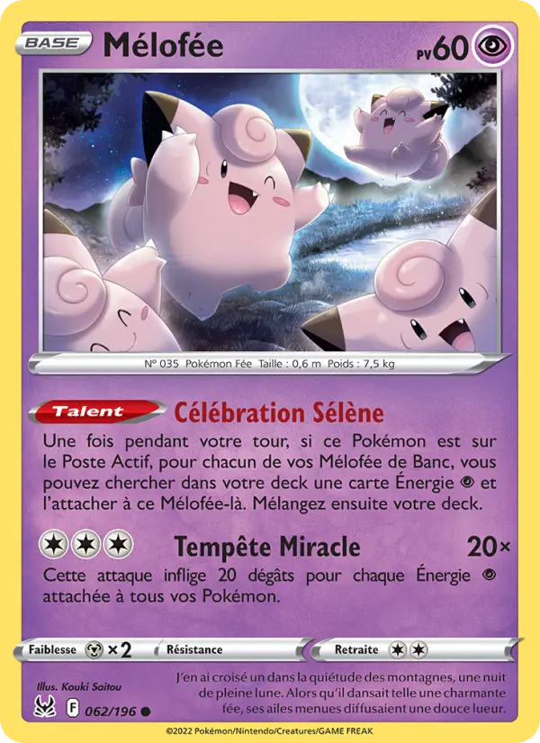 Scan HD carte Pokémon Mélofée 062/196 — Origine Perdue