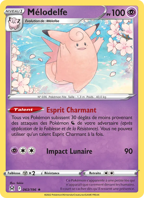 Scan HD carte Pokémon Mélodelfe 063/196 — Origine Perdue