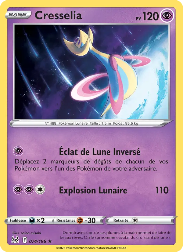 Scan HD carte Pokémon Cresselia 074/196 — Origine Perdue