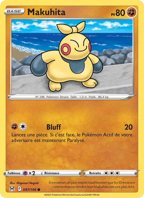 Scan HD carte Pokémon Makuhita 097/196 — Origine Perdue
