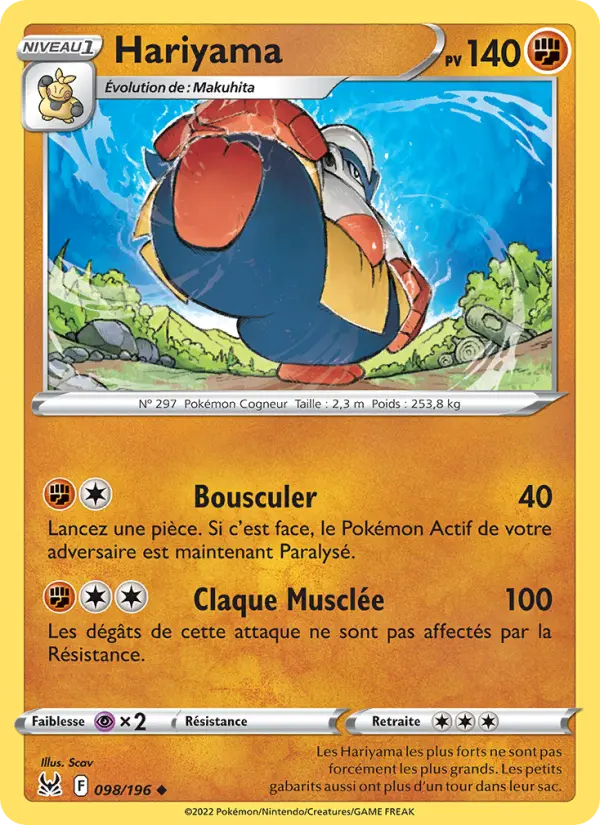 Scan HD carte Pokémon Hariyama 098/196 — Origine Perdue