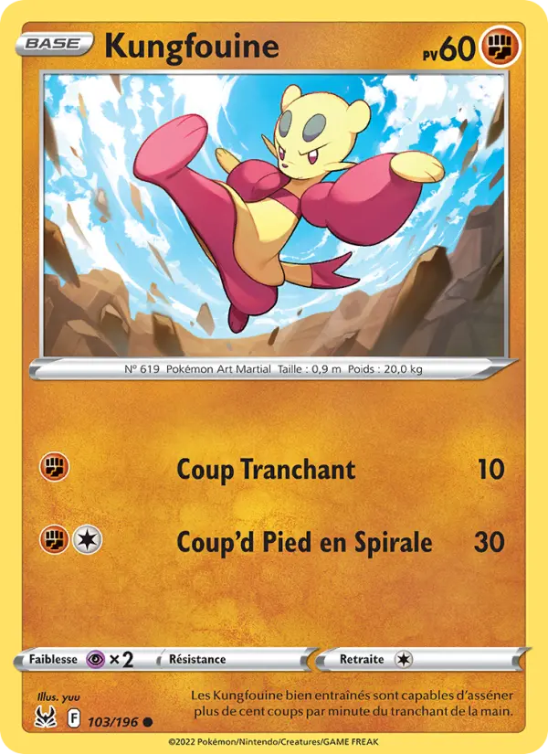 Scan HD carte Pokémon Kungfouine 103/196 — Origine Perdue