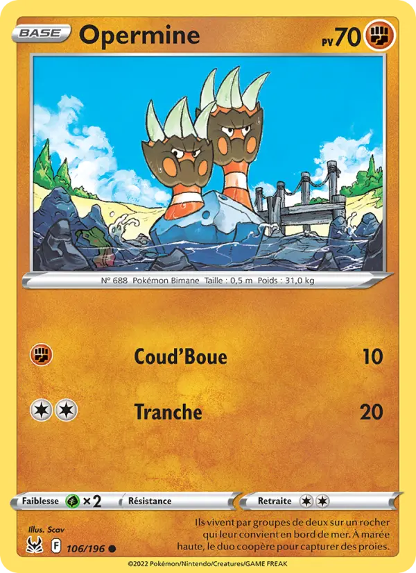 Scan HD carte Pokémon Opermine 106/196 — Origine Perdue