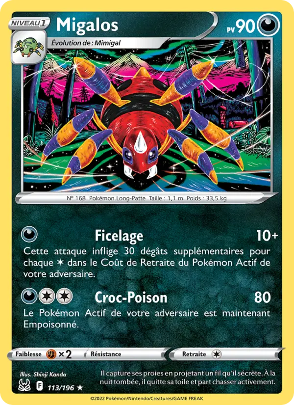 Scan HD carte Pokémon Migalos 113/196 — Origine Perdue