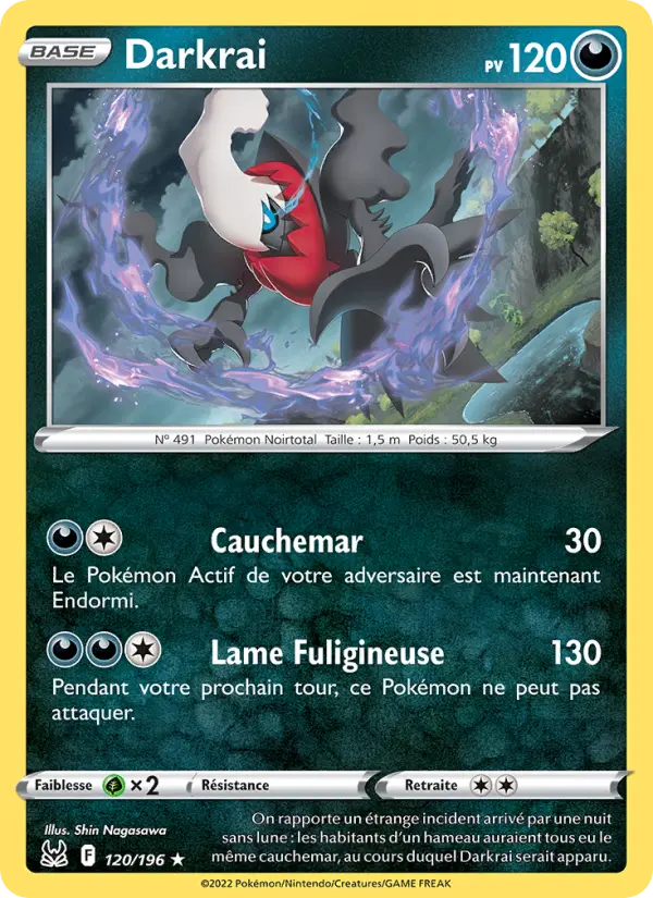 Scan HD carte Pokémon Darkrai 120/196 — Origine Perdue