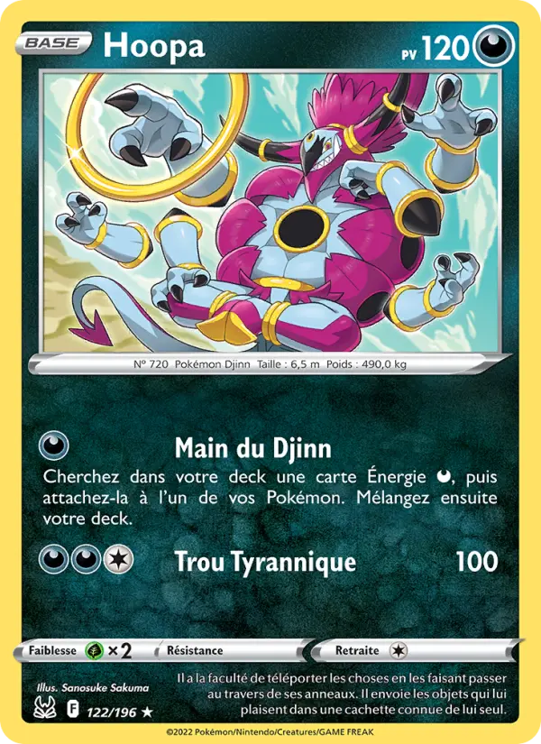 Scan HD carte Pokémon Hoopa 122/196 — Origine Perdue