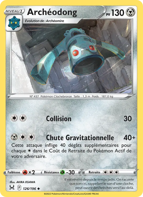 Scan HD carte Pokémon Archéodong 126/196 — Origine Perdue