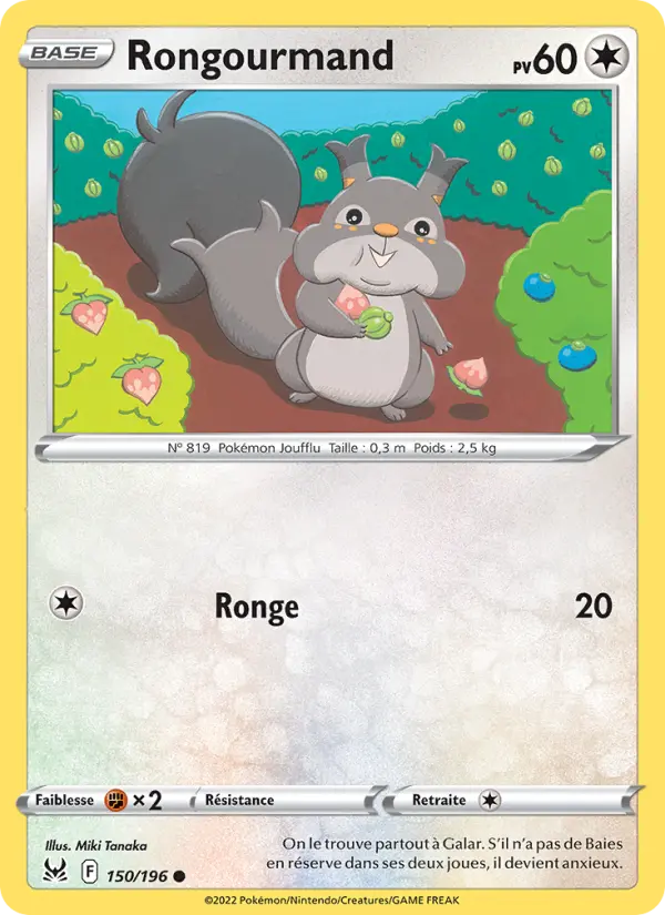 Scan HD carte Pokémon Rongourmand 150/196 — Origine Perdue