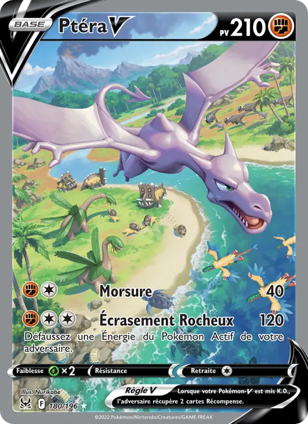 Scan HD carte Pokémon Ptéra V 180/196 — Origine Perdue