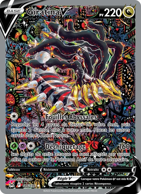 Scan HD carte Pokémon Giratina V 186/196 — Origine Perdue