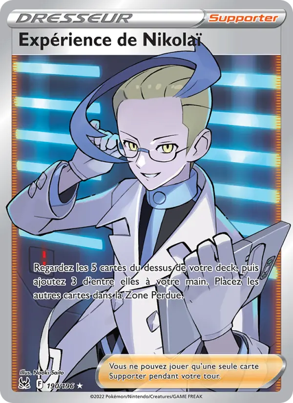 Scan HD carte Pokémon Expérience de Nikolaï 190/196 — Origine Perdue