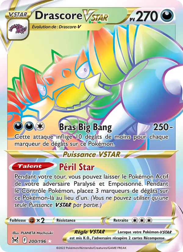 Scan HD carte Pokémon Drascore VSTAR 200/196 — Origine Perdue