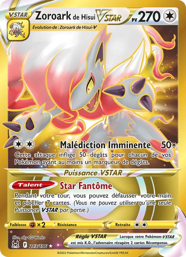 Scan HD carte Pokémon Zoroark de Hisui VSTAR 213/196 — Origine Perdue