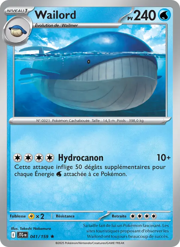 Scan HD carte Pokémon Wailord 041/159 — Aventures Ensemble
