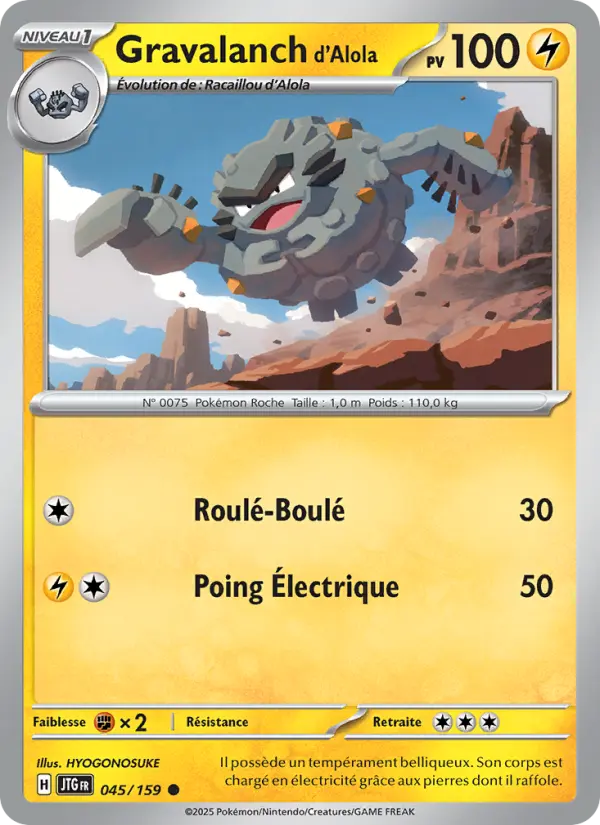 Scan HD carte Pokémon Gravalanch d'Alola 045/159 — Aventures Ensemble