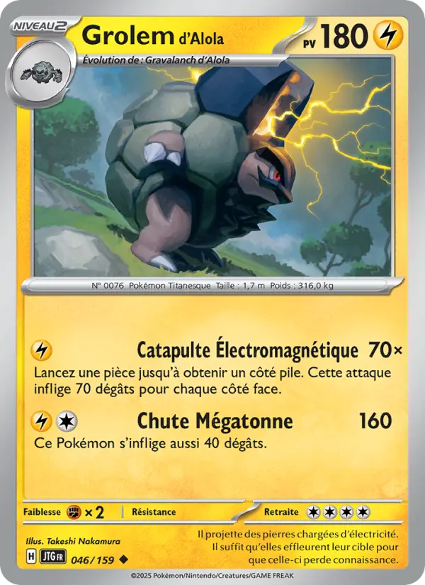 Scan HD carte Pokémon Grolem d'Alola 046/159 — Aventures Ensemble