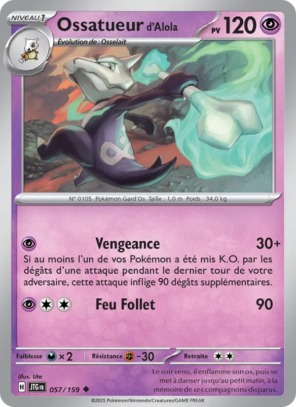 Scan HD carte Pokémon Ossatueur d'Alola 057/159 — Aventures Ensemble