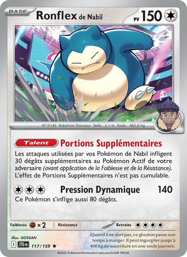 Scan HD carte Pokémon Ronflex de Nabil 117/159 — Aventures Ensemble