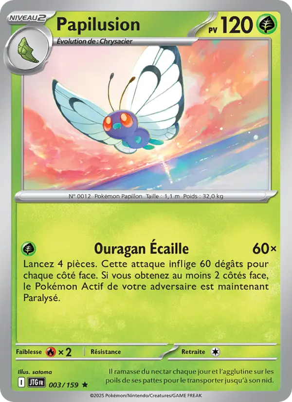 Scan HD carte Pokémon Papilusion 003/159 — Aventures Ensemble