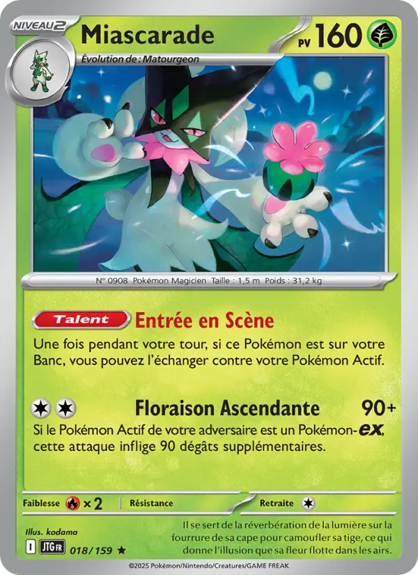 Scan HD carte Pokémon Miascarade 018/159 — Aventures Ensemble
