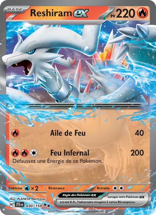 Scan HD carte Pokémon Reshiram-ex 030/159 — Aventures Ensemble