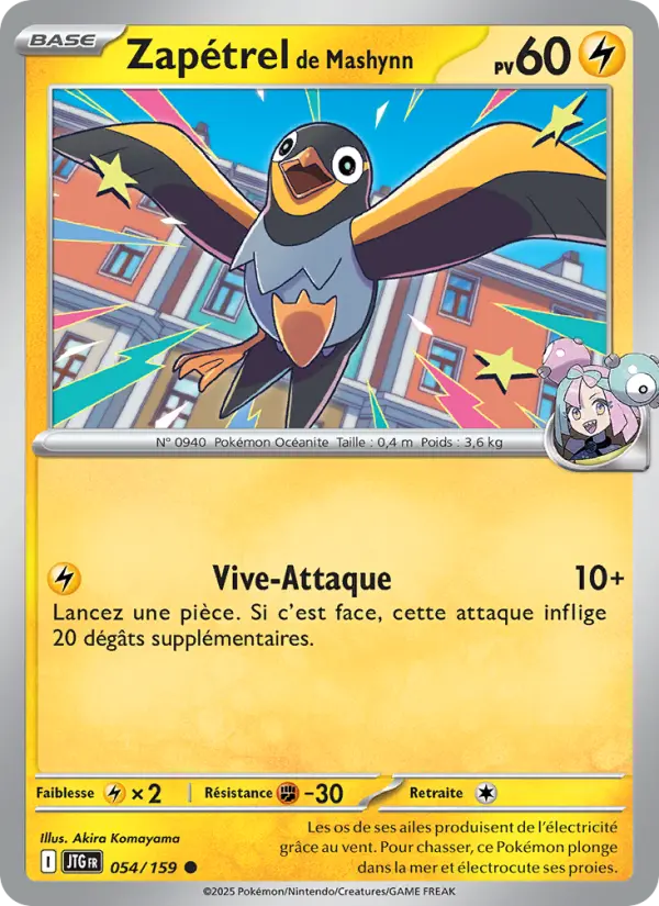 Scan HD carte Pokémon Zapétrel de Mashynn 054/159 — Aventures Ensemble