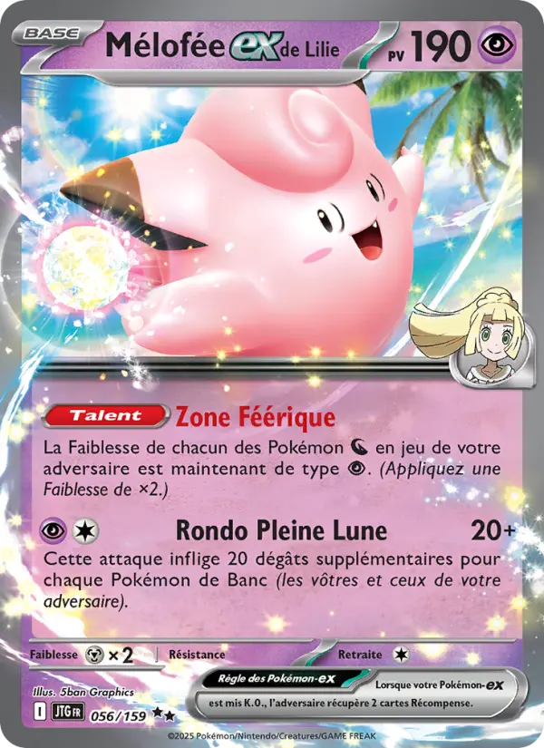 Scan HD carte Pokémon Mélofée-ex de Lilie 056/159 — Aventures Ensemble