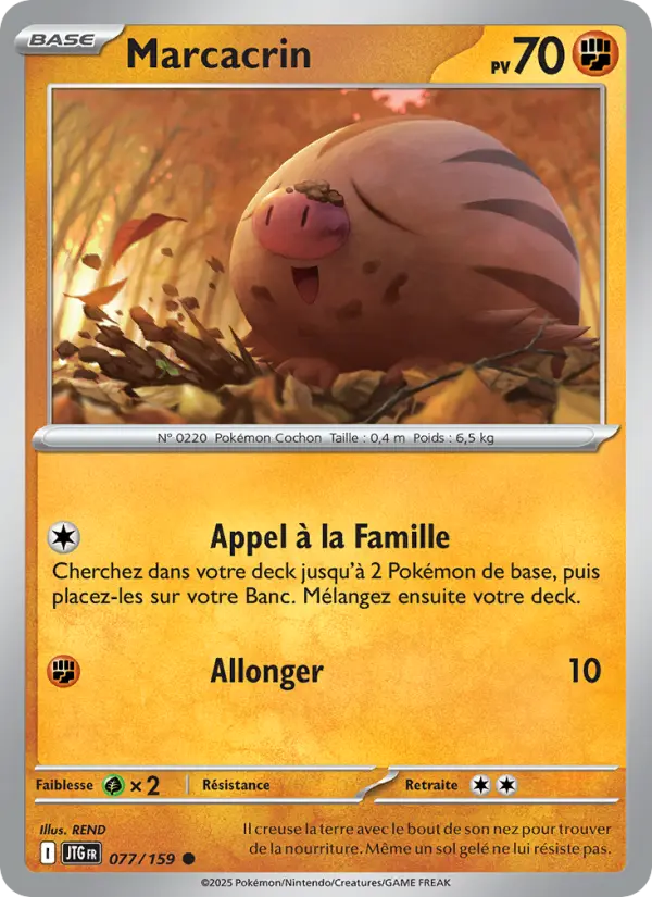 Scan HD carte Pokémon Marcacrin 077/159 — Aventures Ensemble