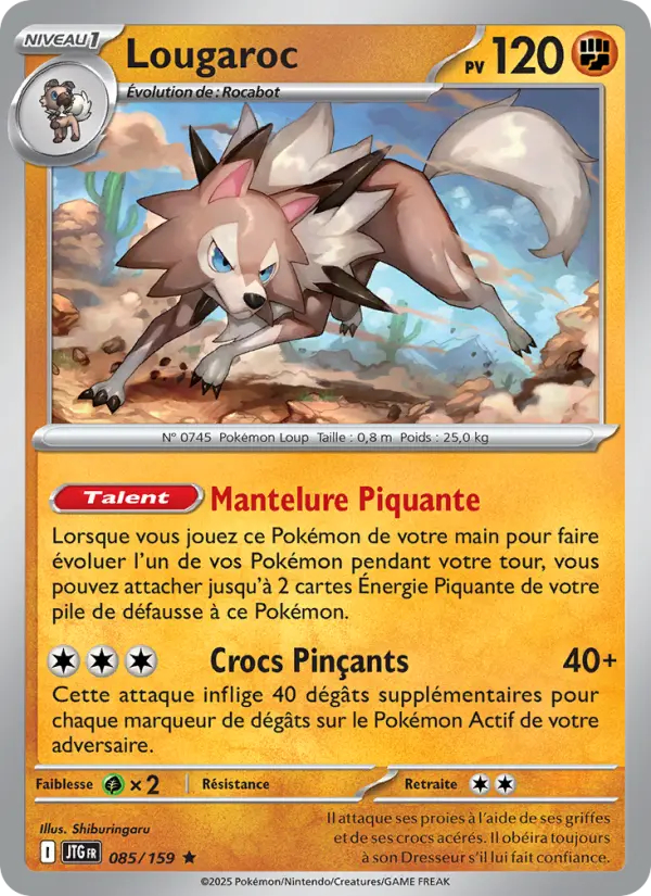 Scan HD carte Pokémon Lougaroc 085/159 — Aventures Ensemble