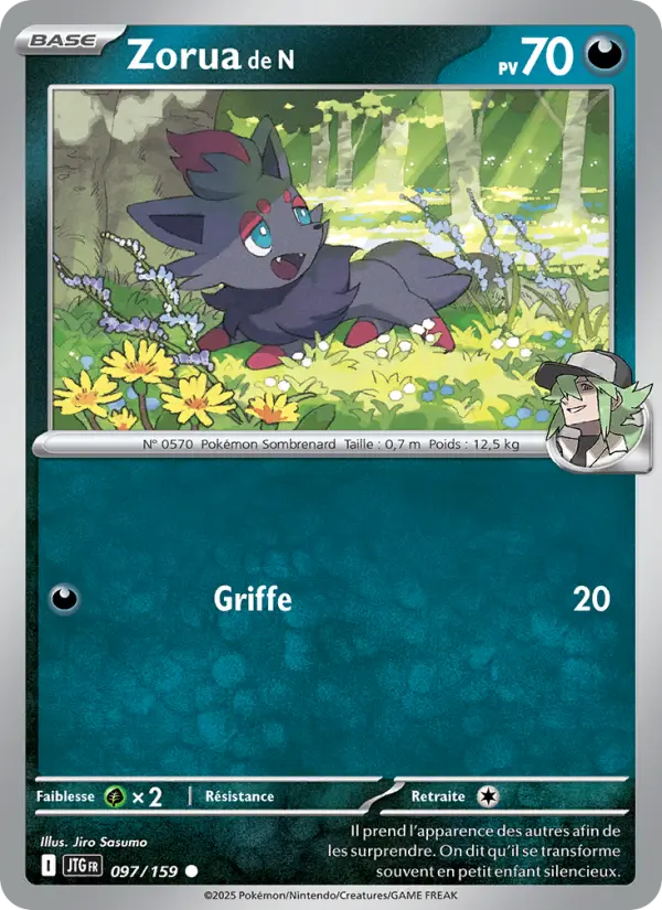 Scan HD carte Pokémon Zorua de N 097/159 — Aventures Ensemble