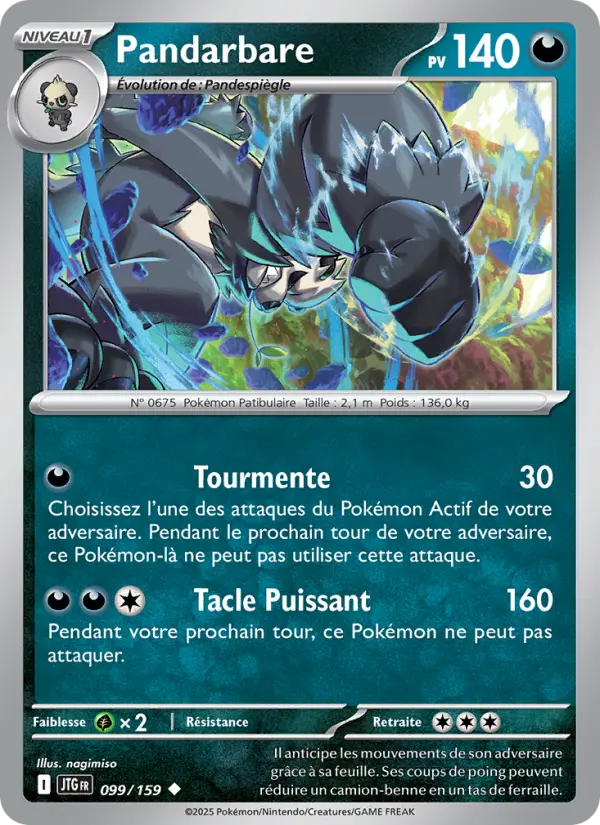 Scan HD carte Pokémon Pandarbare 099/159 — Aventures Ensemble