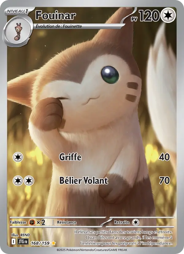 Scan HD carte Pokémon Fouinar 168/159 — Aventures Ensemble