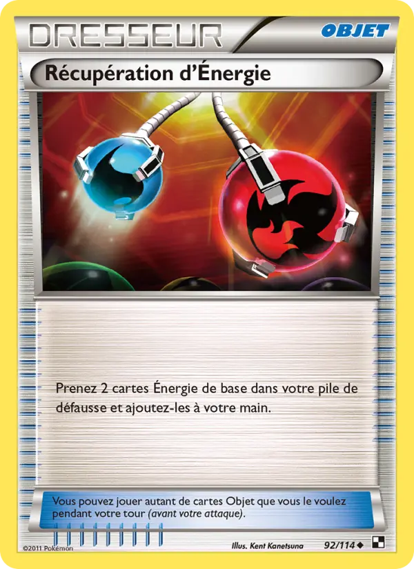 Scan HD carte Pokémon Récupération d’Énergie 92/114 — Noir & Blanc