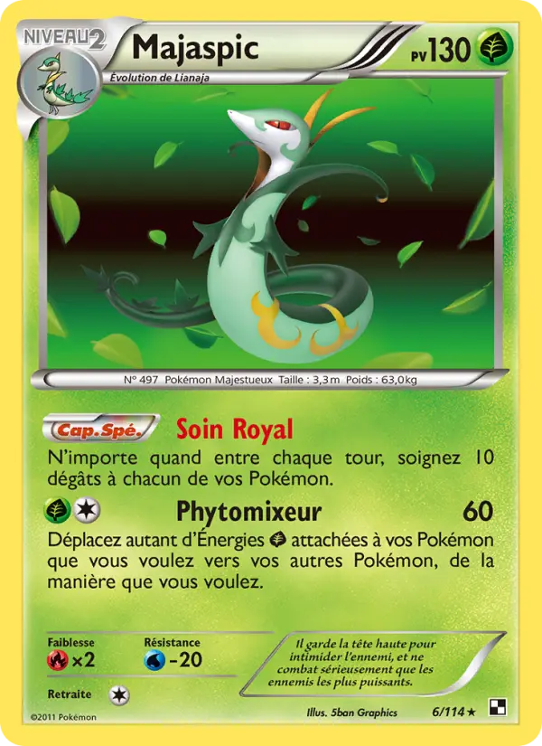 Scan HD carte Pokémon Majaspic 6/114 — Noir & Blanc