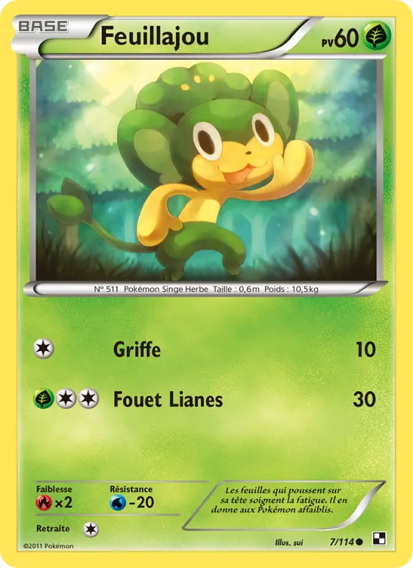 Scan HD carte Pokémon Feuillajou 7/114 — Noir & Blanc