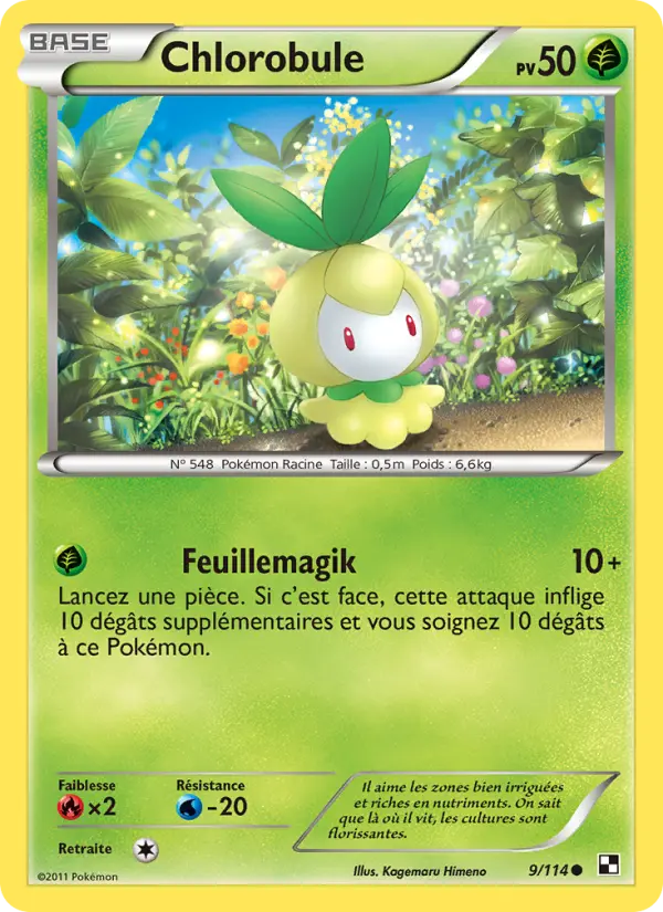 Scan HD carte Pokémon Chlorobule 9/114 — Noir & Blanc