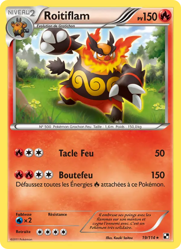 Scan HD carte Pokémon Roitiflam 19/114 — Noir & Blanc