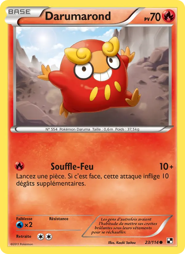 Scan HD carte Pokémon Darumarond 23/114 — Noir & Blanc